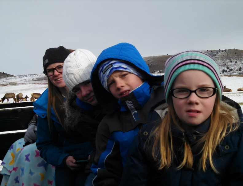 family photo in snow